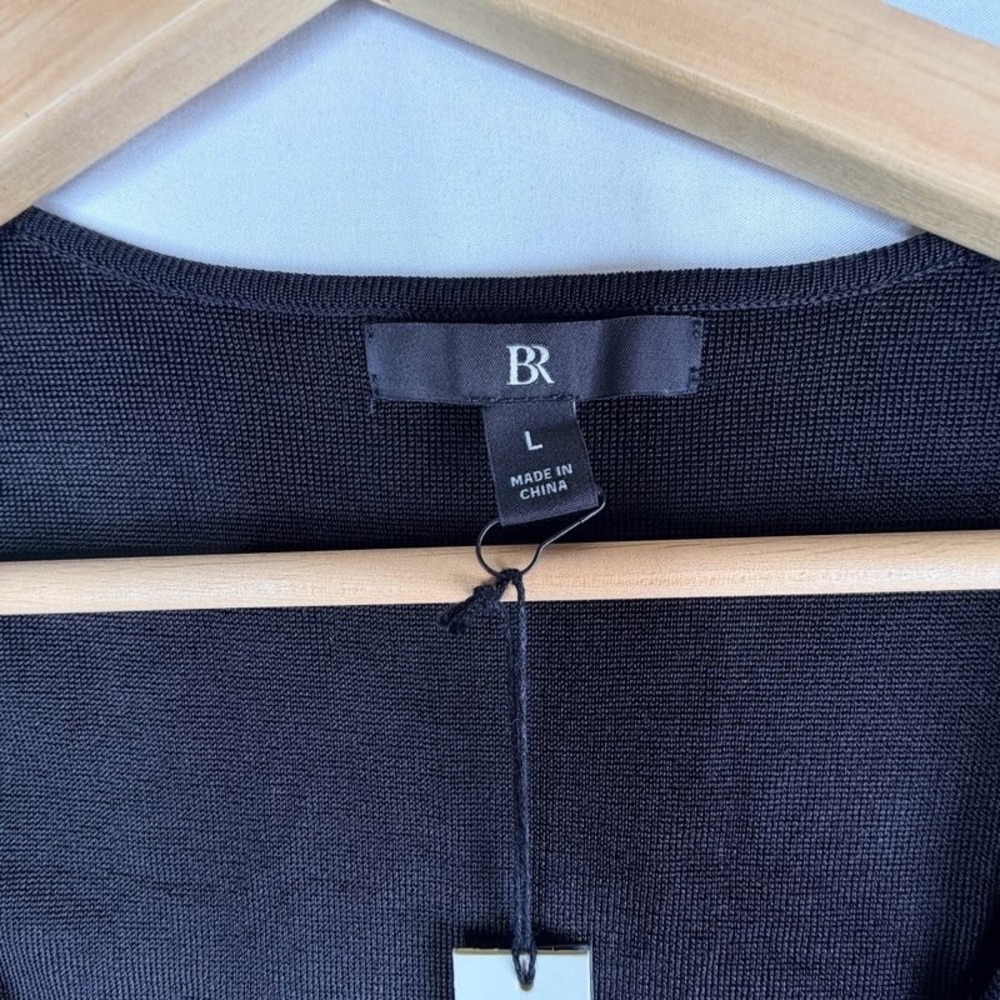 Banana Republic Womens Black Scoop Neck Short Sleeve Knit Top Size L NWT - Picture 2 of 5